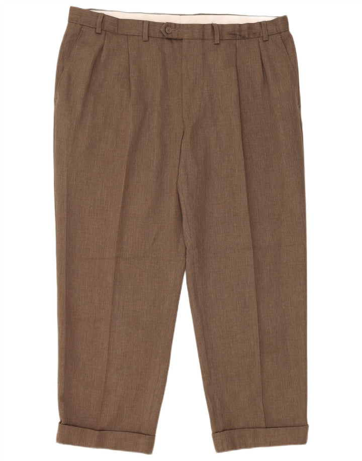 Marks & Spencer Herre tilspidsede jakkesætsbukser W40 L29 brun polyester