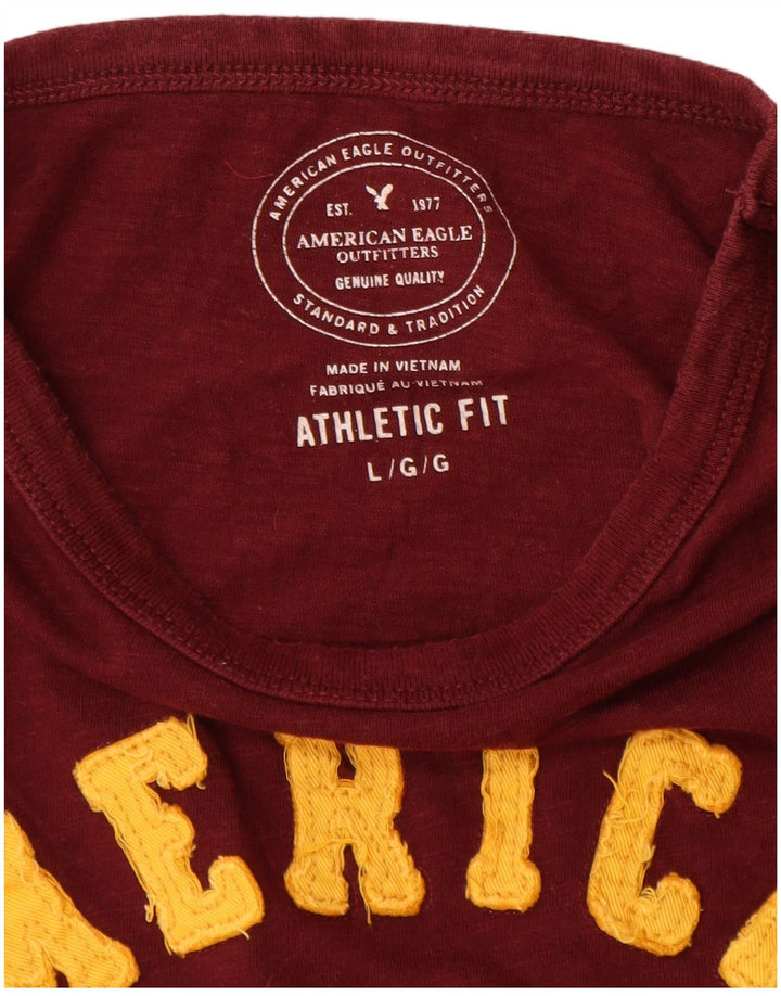 American Eagle Herre Grafisk T-Shirt Top Stor Bourgogne Bomuld