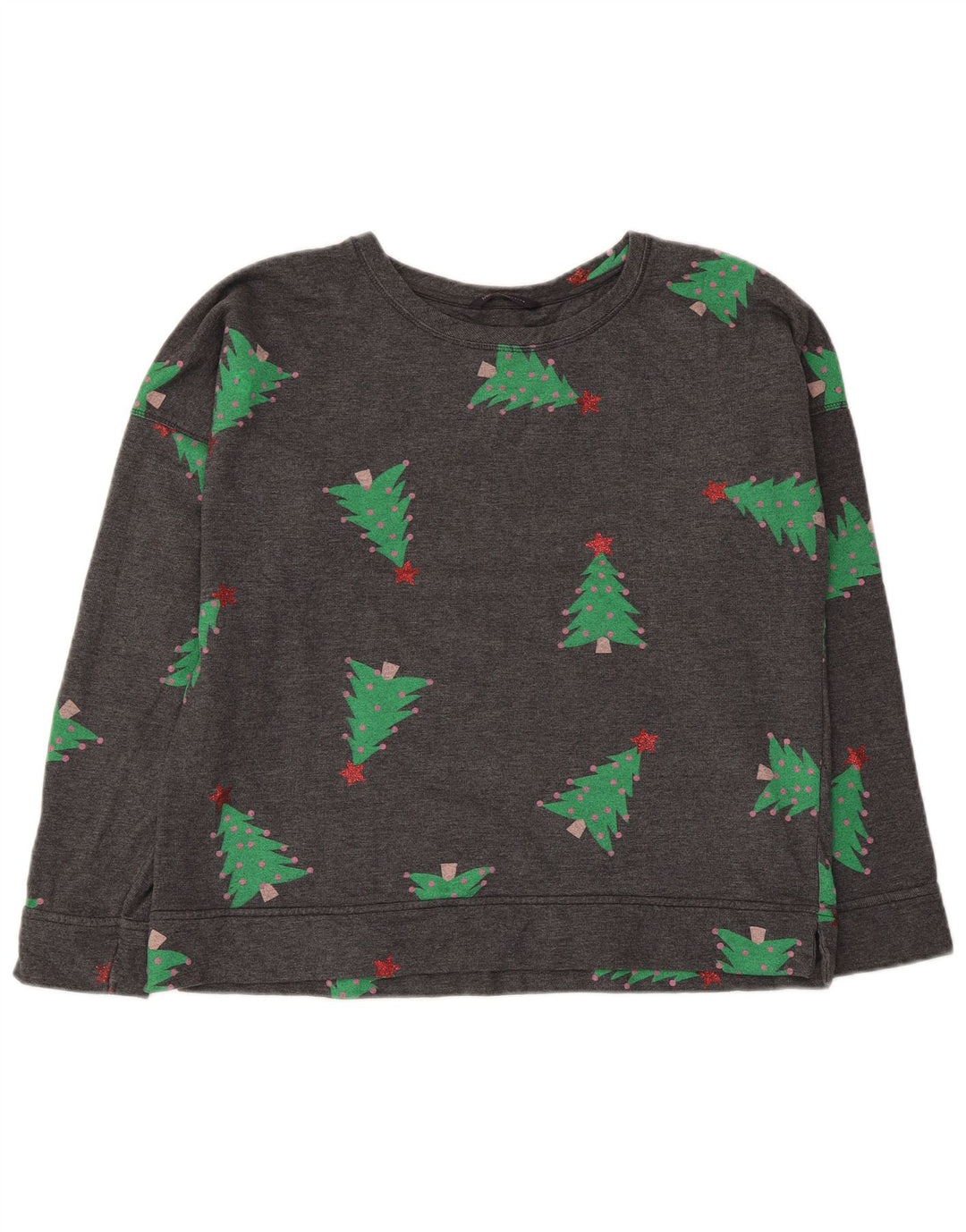 Marks & Spencer Dame Grafisk Sweatshirt Jumper UK 16 Large Grey Christmas