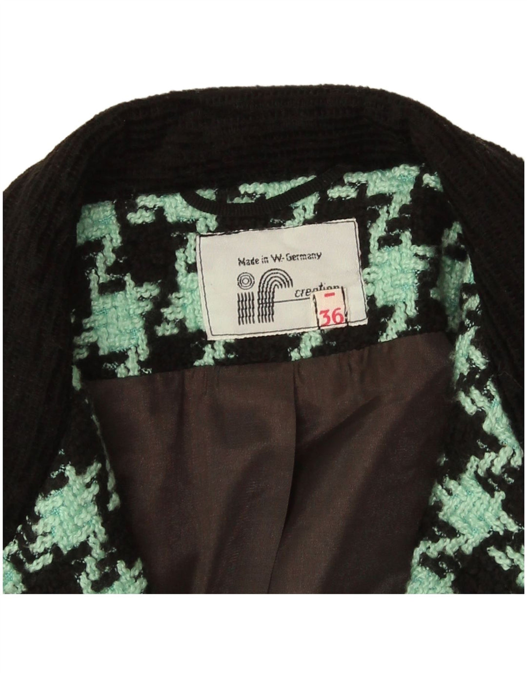 Vintage dame 2-knaps blazerjakke EU 36 lille grøn hundestød