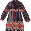 Vintage Dame Pullover Shirt Dress UK 12 Medium Navy Blue Striped