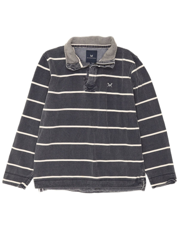 CREW TØJ Herre Zip Neck Sweatshirt Jumper Medium Marineblå Stribet