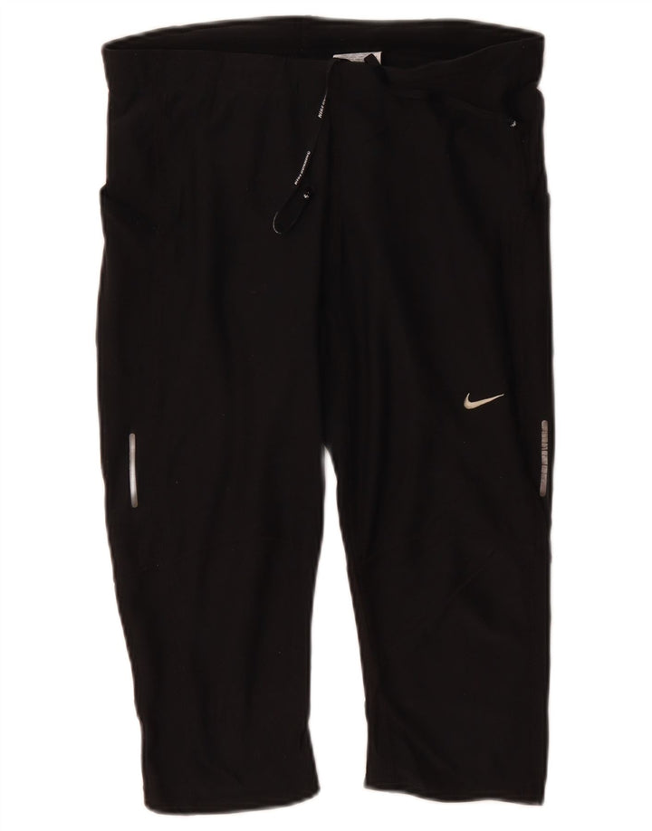 NIKE Dame Dri Fit Capri træningsdragt Bukser UK 14 Stor sort polyester