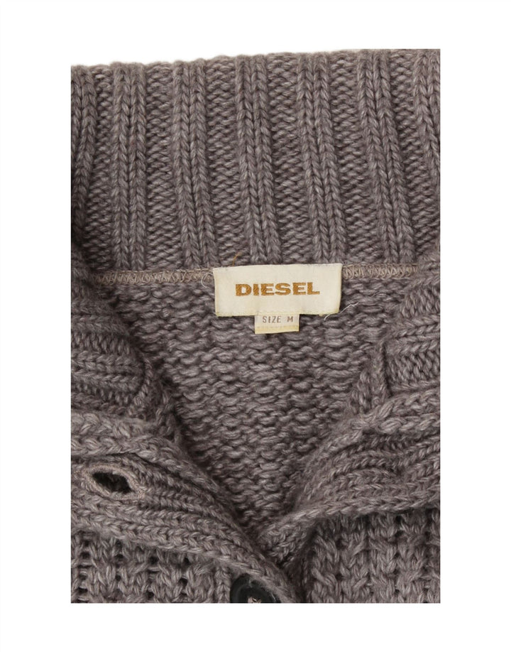 Diesel Dame Crop Cardigan Sweater UK 14 Medium Grey