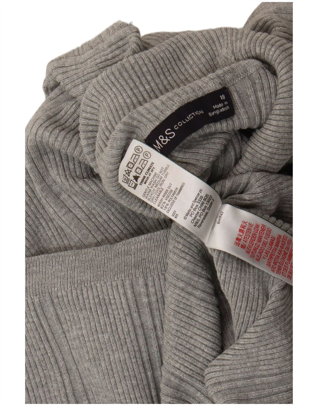 Marks & Spencer Dame Jumper Sweater med rullehals UK 18 XL Grå Viscose