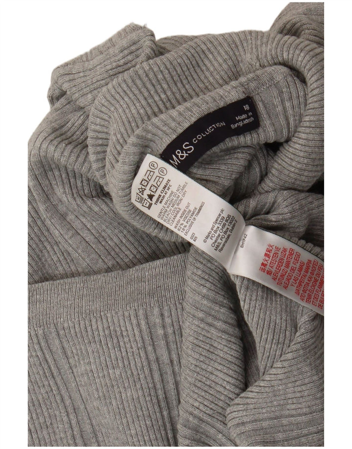 Marks & Spencer Dame Jumper Sweater med rullehals UK 18 XL Grå Viscose