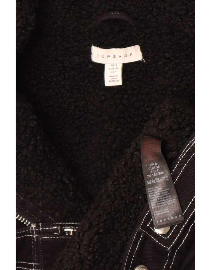 Topshop Dame Oversized Sherpa Jacket UK 8 Small Black Bomuld