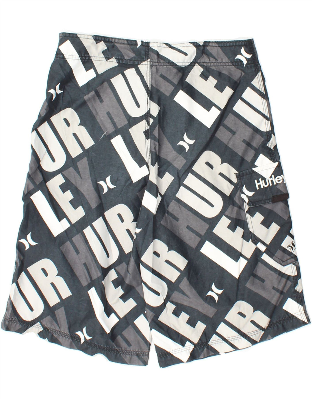 HURLEY Boys Abstract Pattern Graphic Swimming Shorts 15-16 Years  Grey Vintage Hurley and Second-Hand Hurley from Messina Hembry 