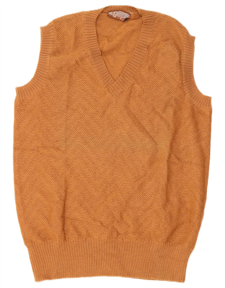 Gispa Herre Vest Tank Top IT 52 Stor Brun Chevron Ny Uld