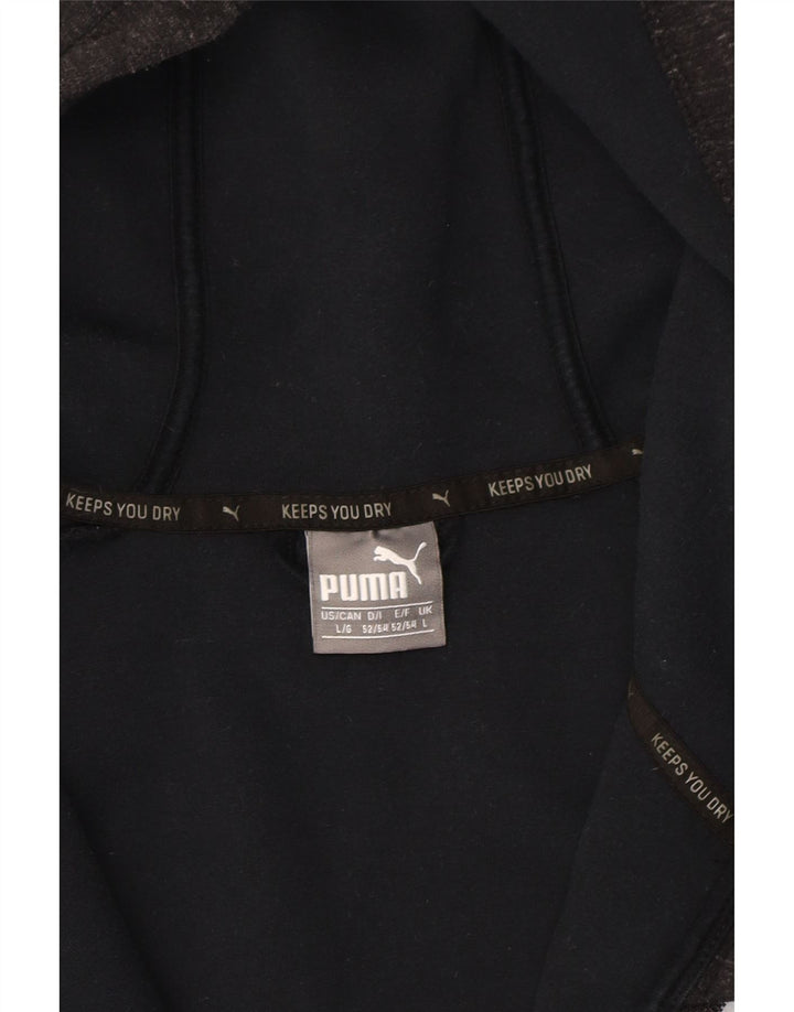 PUMA Mens Zip Hoodie Sweater Large Grey Colourblock Cotton