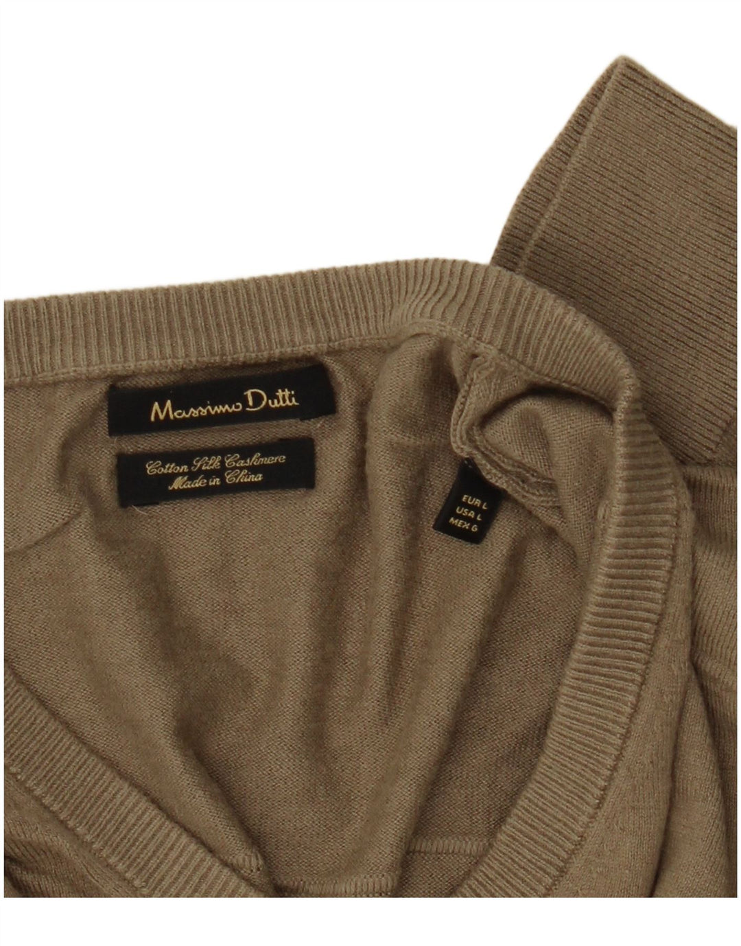 Massimo Dutti Herre V-hals sweater Stor Khaki Bomuld