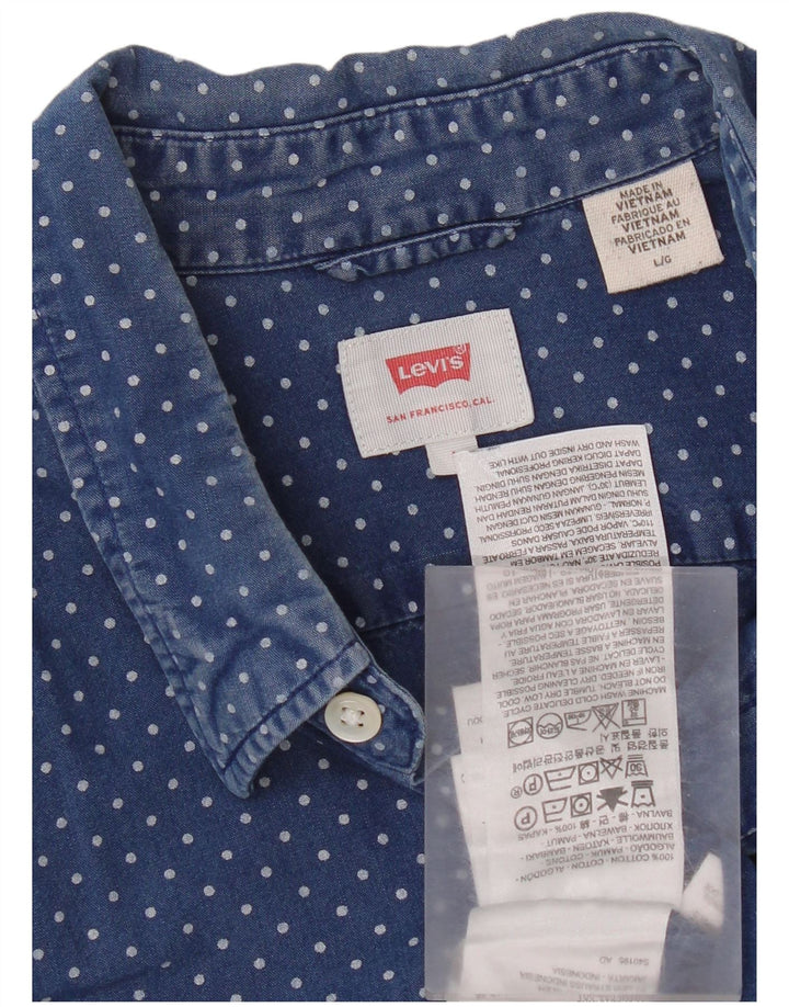Levi's herreskjorte stor blå plettet bomuld