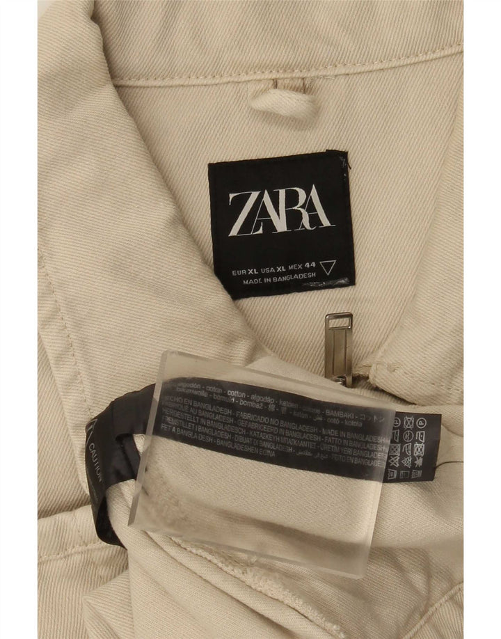 Zara Herre Utility Jacket UK 42 XL Beige Bomuld