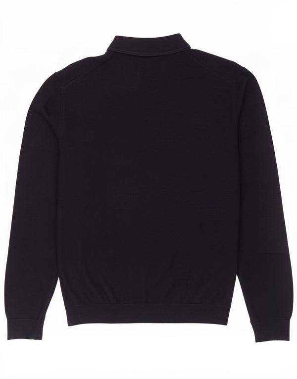Marks & Spencer Herre Polo Neck Jumper Sweater XL Navy Blue Bomuld