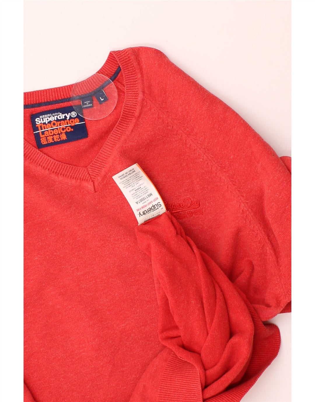 SUPERDRY Mens V-Neck Jumper Sweater Large Red Cotton Vintage Superdry and Second-Hand Superdry from Messina Hembry 