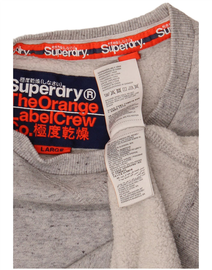SUPERDRY Dame Sweatshirt Jumper UK 16 Large Grey Flecked Bomuld