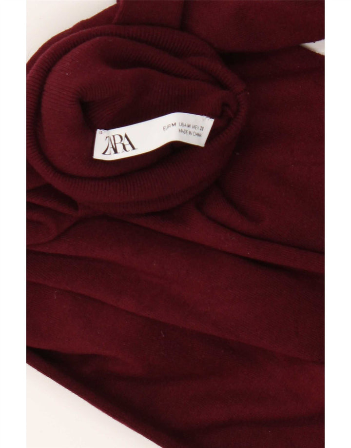 Zara Dame Rullehals Sweater UK 12 Medium Burgundy