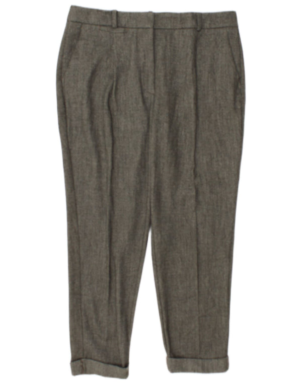 Zara Womens Crop Suit Bukser Medium W28 L24 Khaki Polyester
