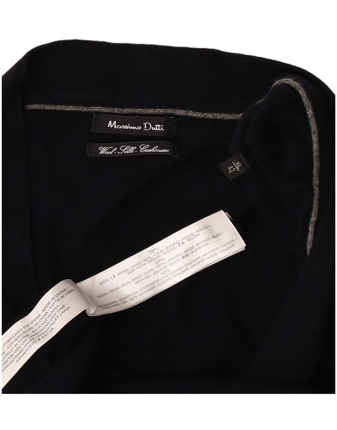 Massimo Dutti Herre Cardigan Sweater XL Marineblå Uld