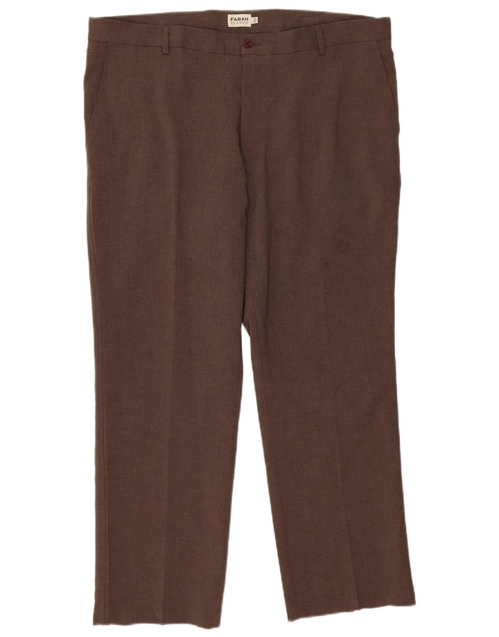 Farah Lige Casual Bukser til mænd W42 L29 Brun Polyester Classic