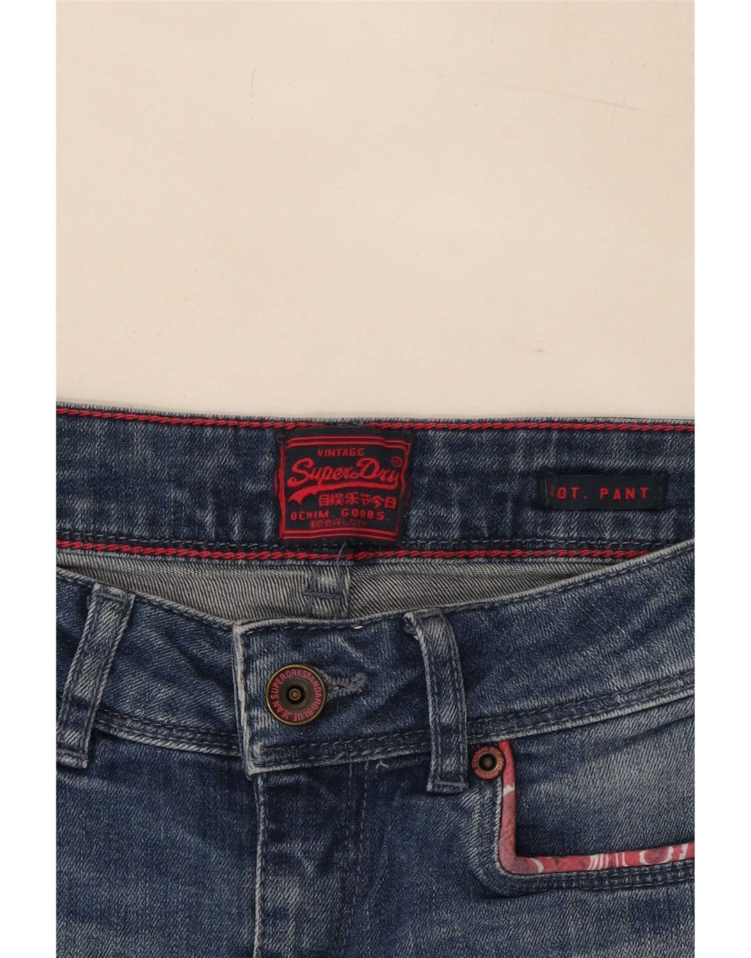 Superdry Dame Denim Hot Pants Medium W28 Blå