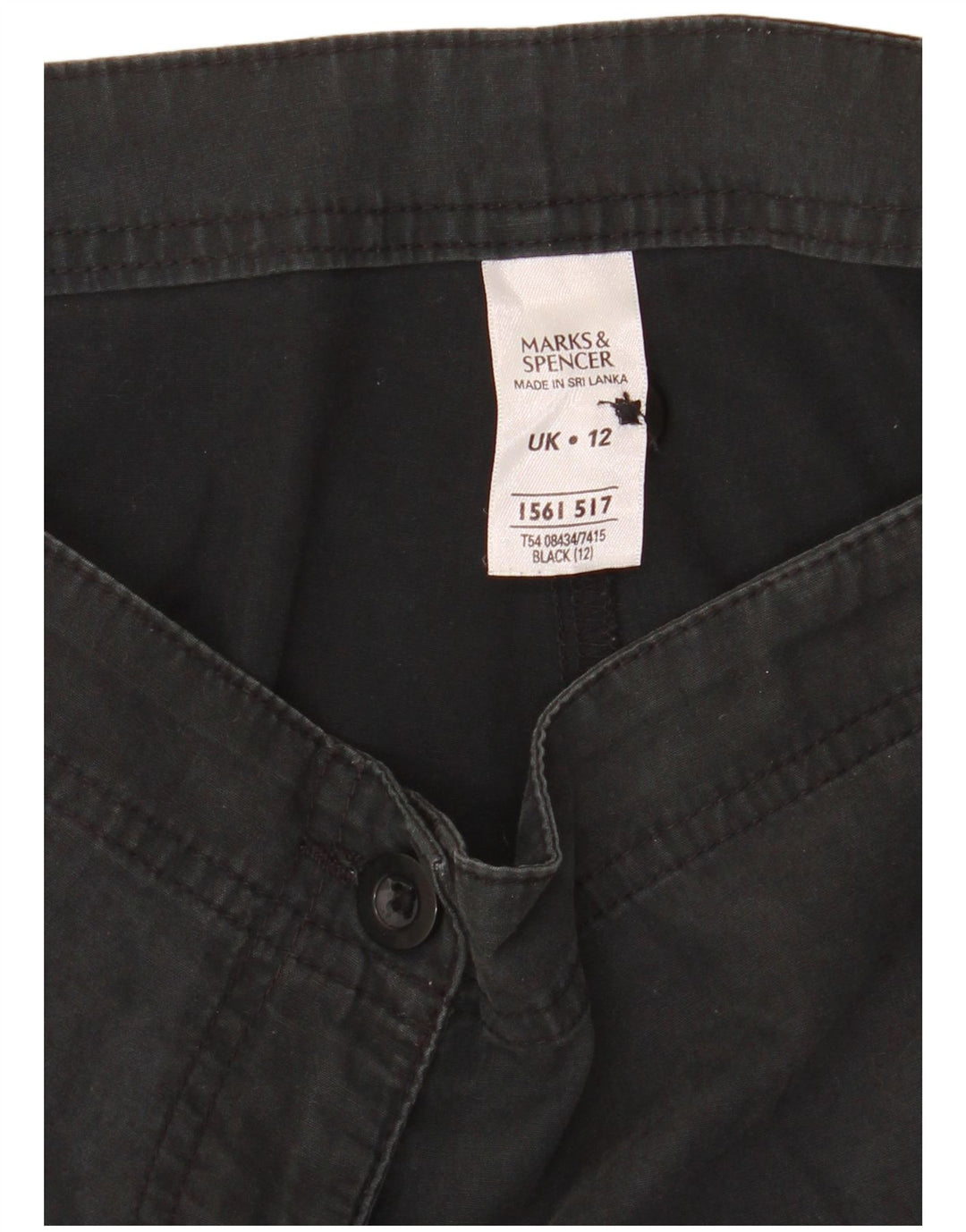 Marks & Spencer Chino Shorts til kvinder UK 12 Medium W32 Sort Bomuld