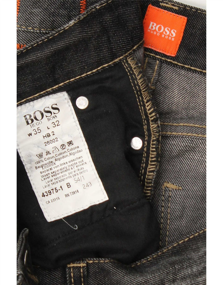 Hugo Boss Straight Jeans til mænd W35 L32 Grå bomuld