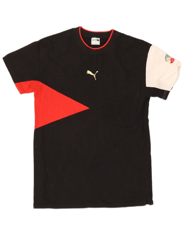 Puma Herre T-Shirt Top Lille Sort Colourblock Bomuld