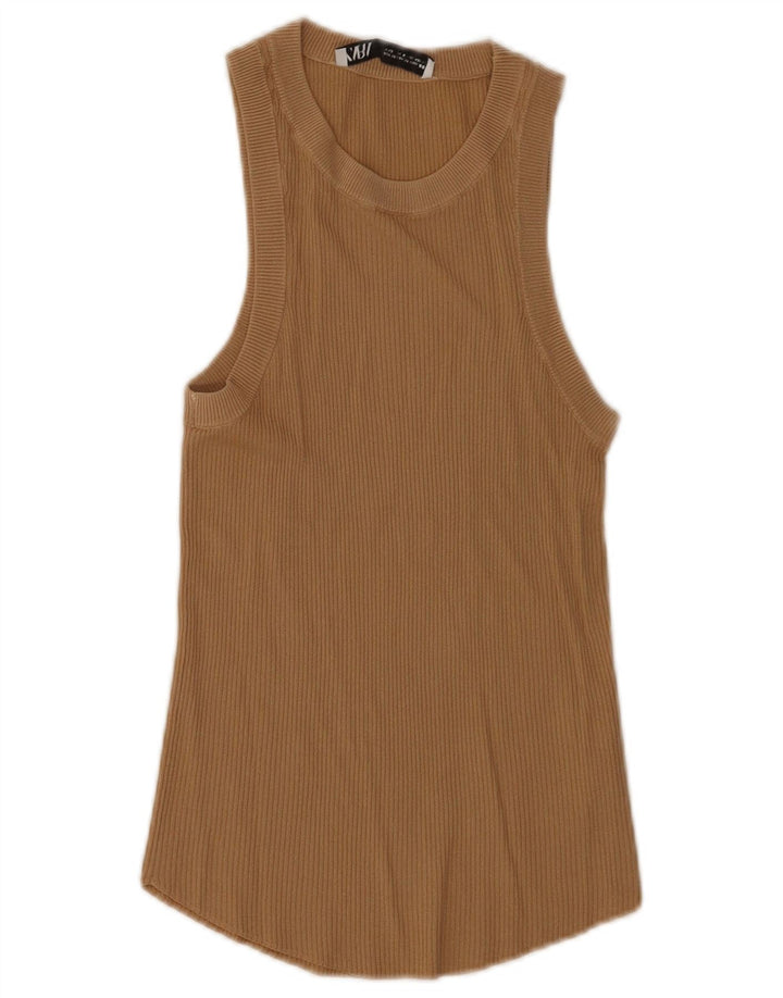 Zara Damevest Top UK 12 Medium Brun Polyester
