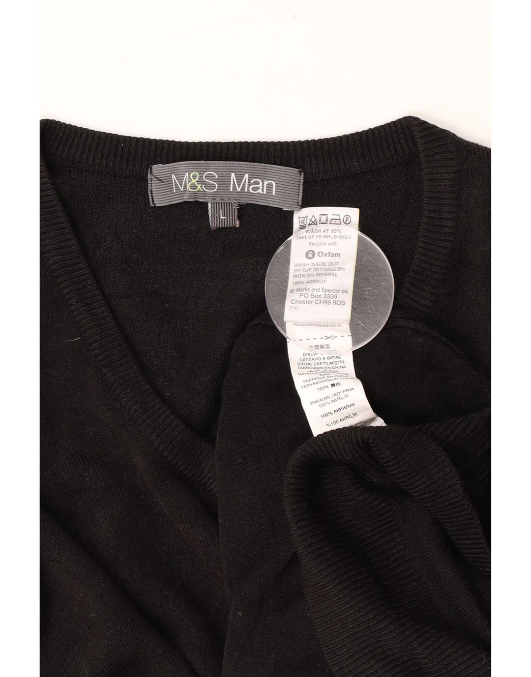 Marks & Spencer Herre V-hals sweater Stor sort akryl