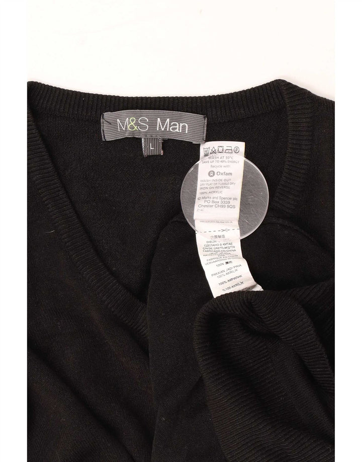 Marks & Spencer Herre V-hals sweater Stor sort akryl