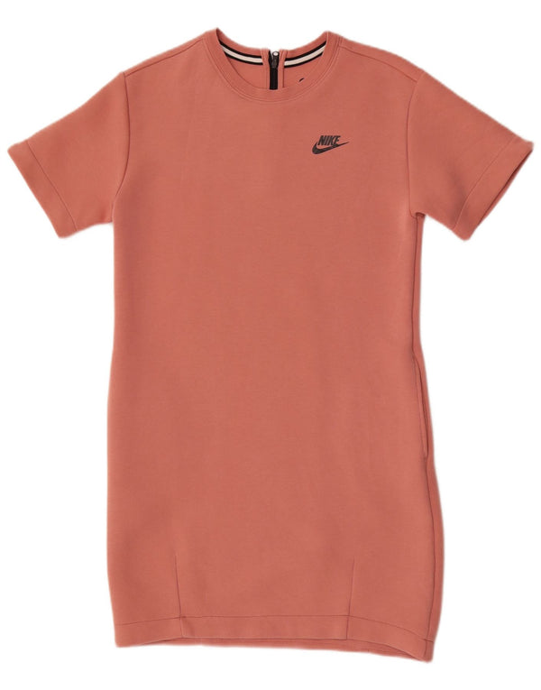 Nike Girls Short Sleeat Sweatshirt Jumper Dress 12-13 Years Large Pink
