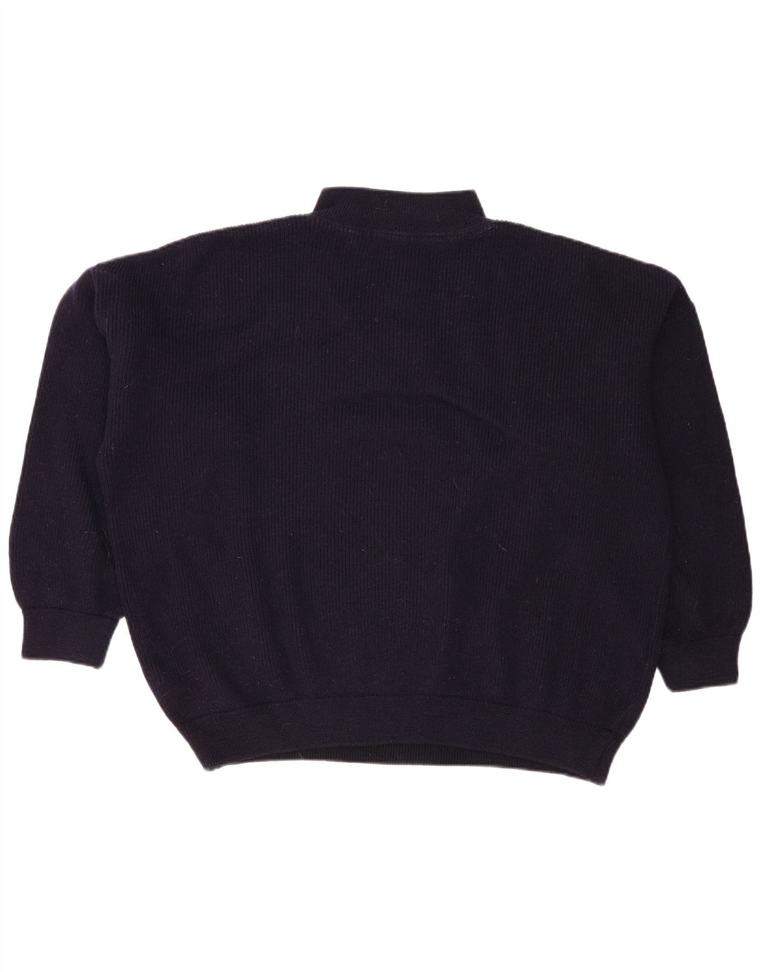 Vintage Dame Oversized Zip Neck Jumper Sweater UK 16 Large Navy Blue Wool