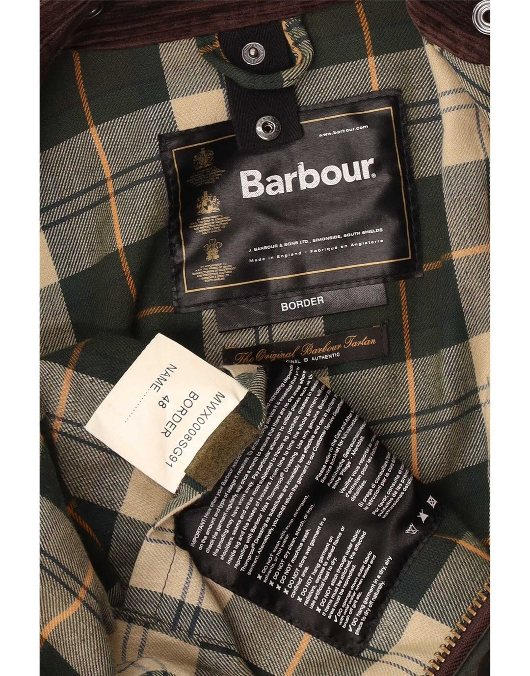 Barbour Herre Border Loose Fit Vokset Bomuldsjakke EU 48 Medium Grøn Bomuld