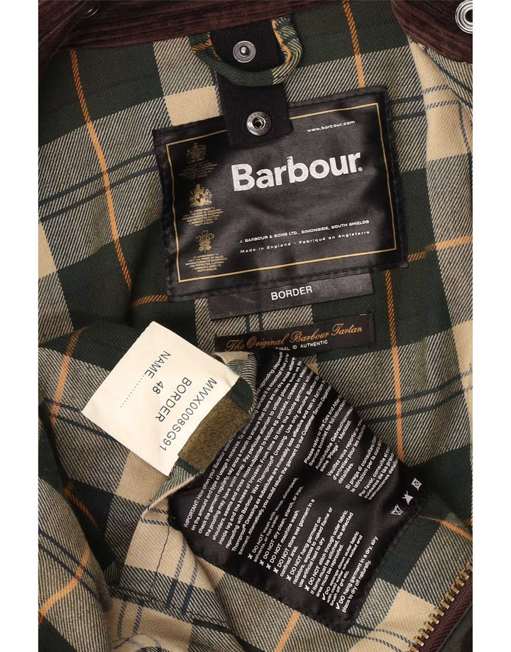 Barbour Herre Border Loose Fit Vokset Bomuldsjakke EU 48 Medium Grøn Bomuld