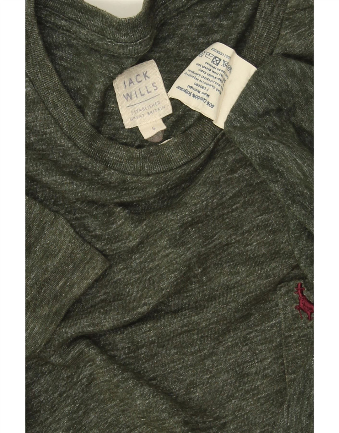 JACK WILLS Herre T-shirt Top Lille Khaki Flecked Bomuld