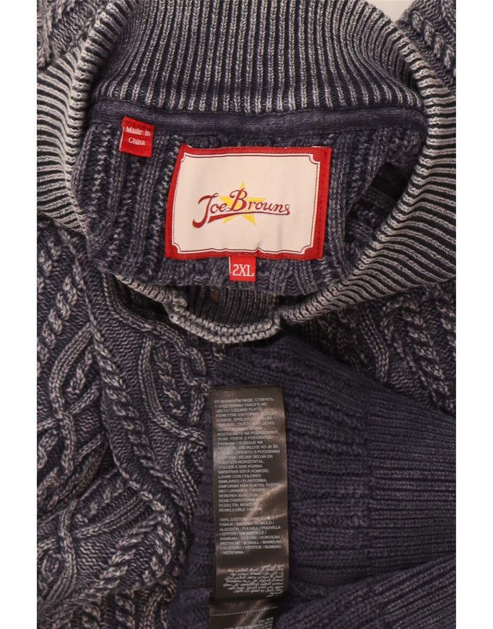 Joe Browns Herre Button Neck Jumper Sweater 2XL Grå Bomuld