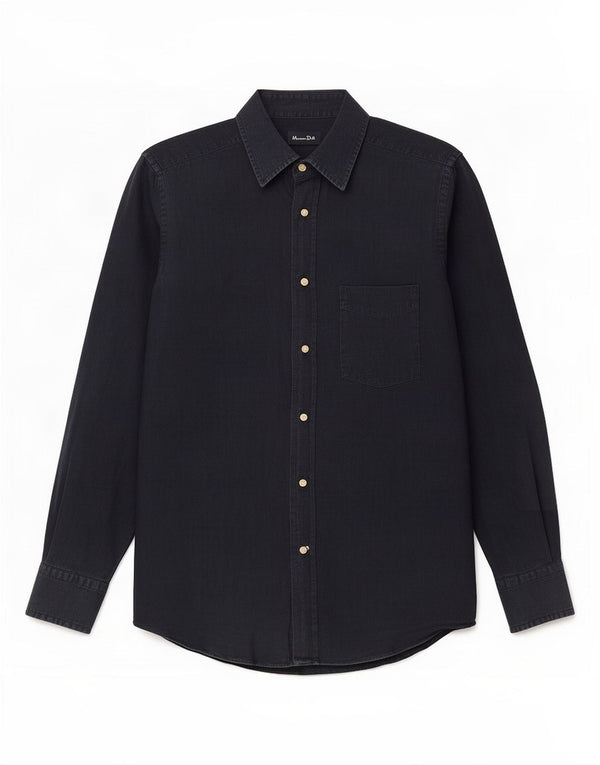 Massimo Dutti Herreskjorte Medium Navyblå hør