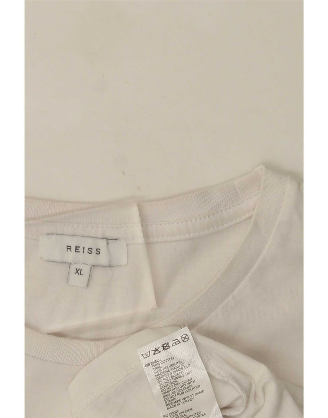 Reiss Herre T-Shirt Top XL Hvid Bomuld