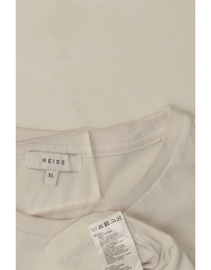 Reiss Herre T-Shirt Top XL Hvid Bomuld