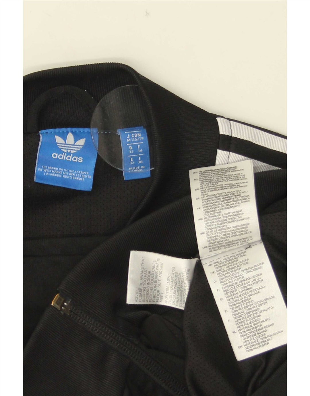 Adidas Dame Grafisk Træningsdragt Topjakke UK 6 XS Sort Polyester