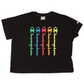 Champion Womens Crop Grafisk T-Shirt Top UK 14 Medium Sort