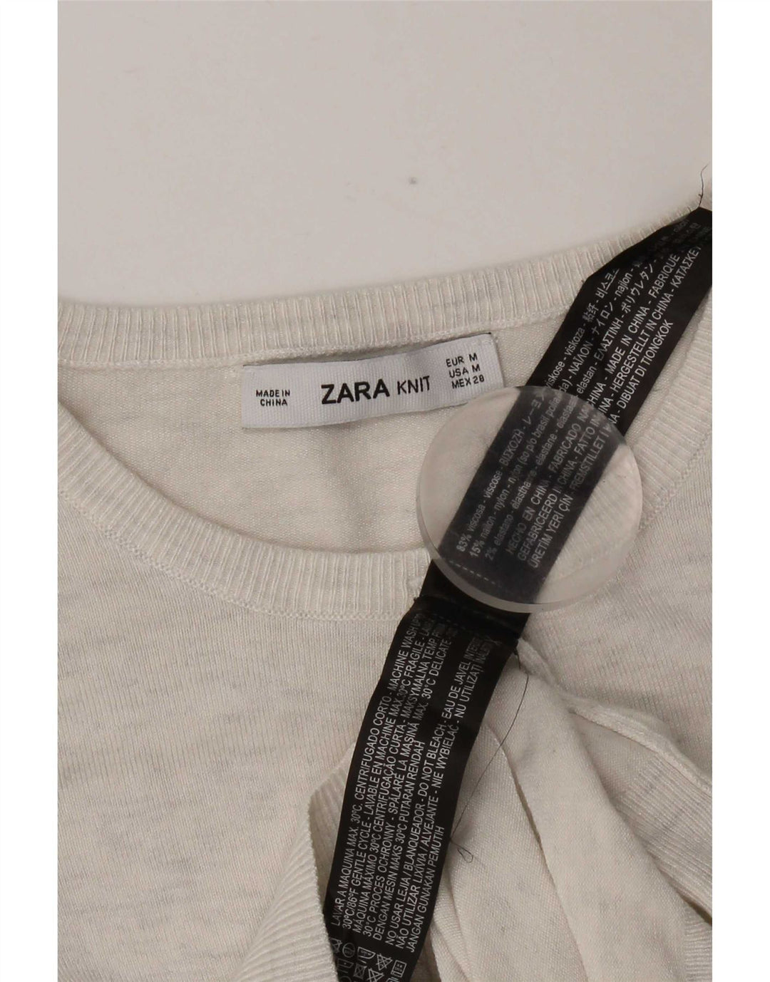 Zara Dame Cardigan Sweater UK 12 Medium Grey Flecked Viscose