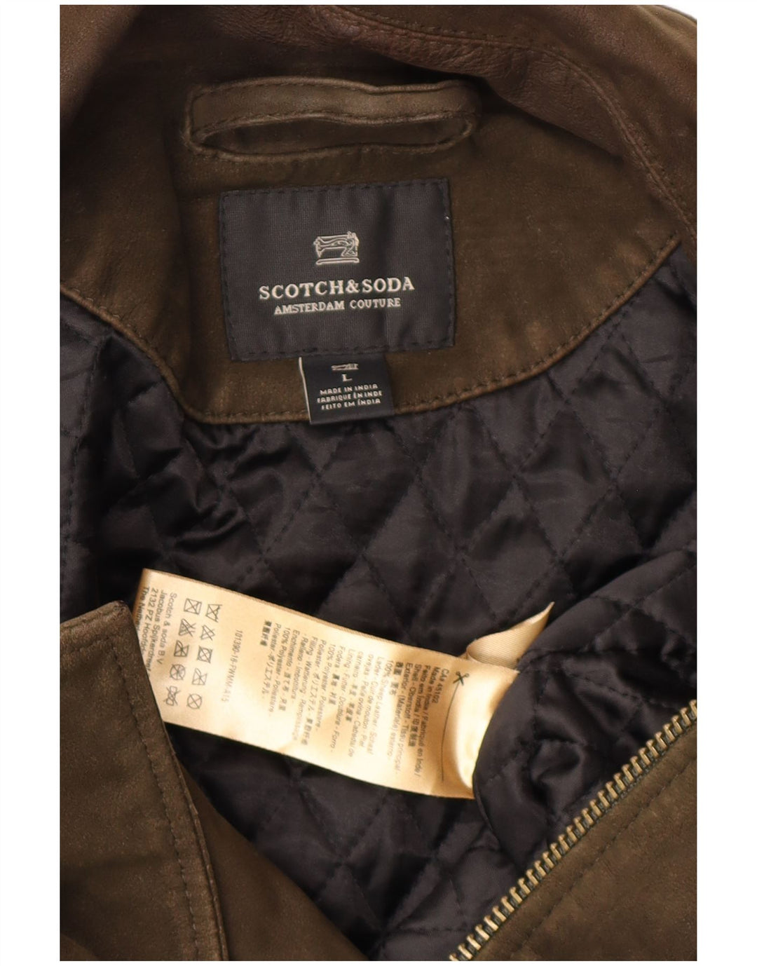 Scotch & Soda herre ruskindsjakke UK 40 Large Khaki Læder