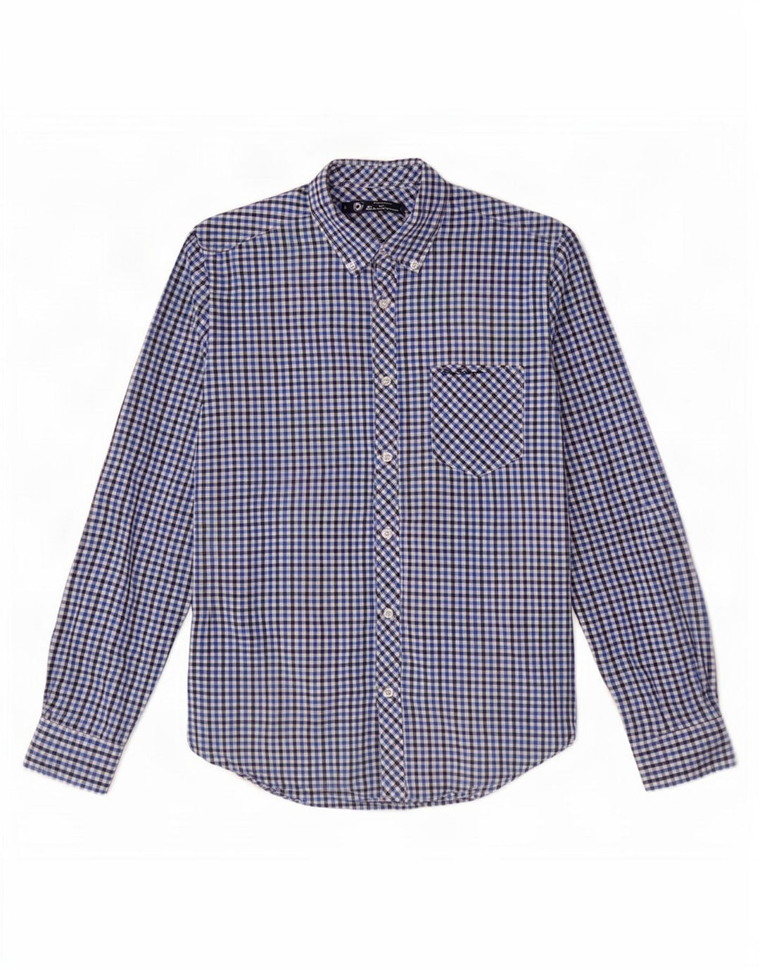 Ben Sherman herreskjorte lille marineblå Gingham bomuld