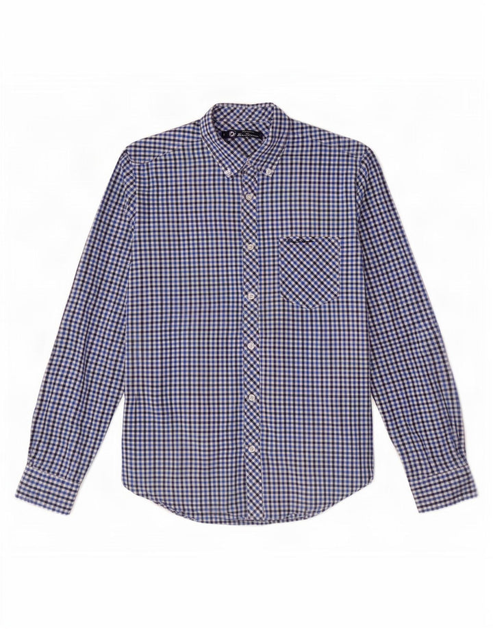 Ben Sherman herreskjorte lille marineblå Gingham bomuld