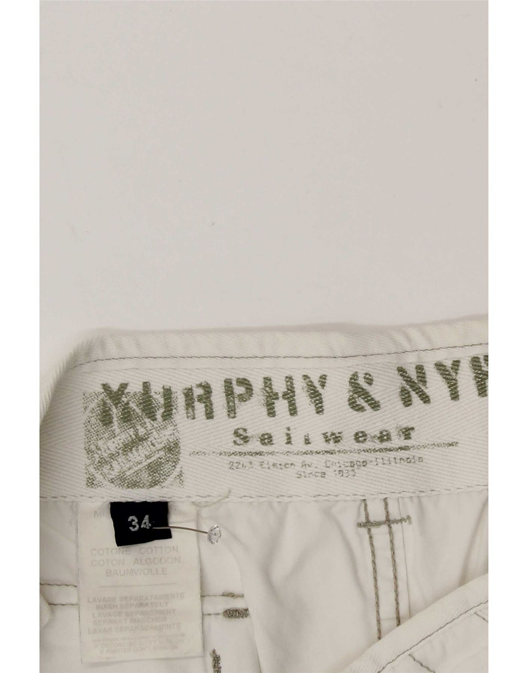 Murphy & Nye Herre Chino Shorts Large W34 White Bomuld