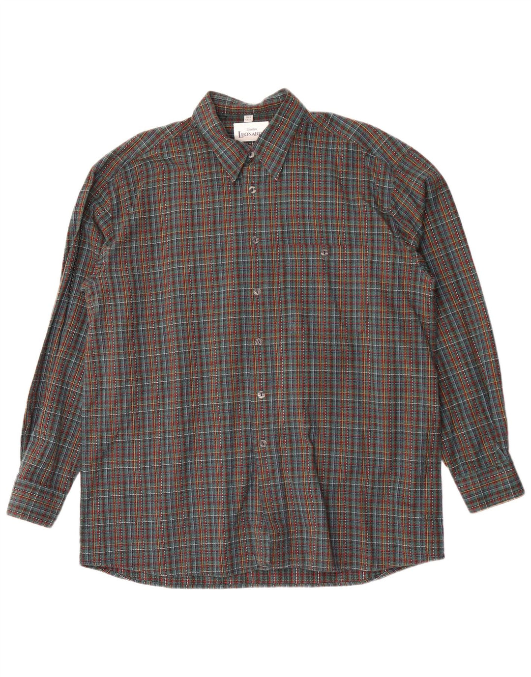 Leonardo Herre flannelskjorte str. 44 XL Grøn ternet