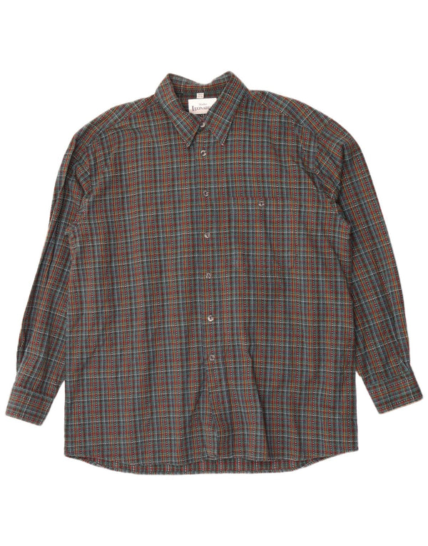 Leonardo Herre flannelskjorte str. 44 XL Grøn ternet