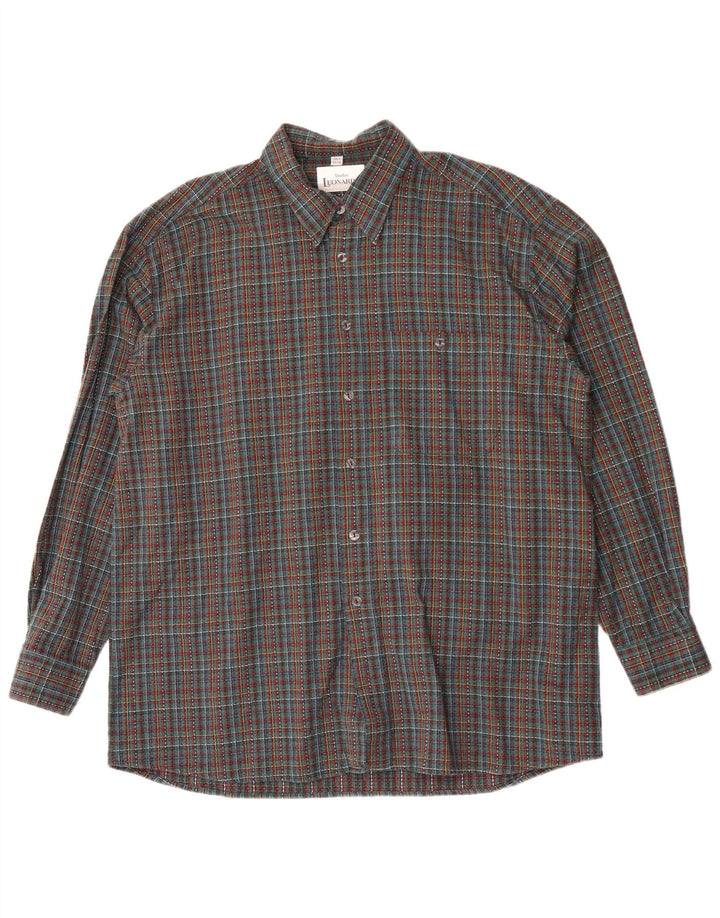 Leonardo Herre flannelskjorte str. 44 XL Grøn ternet